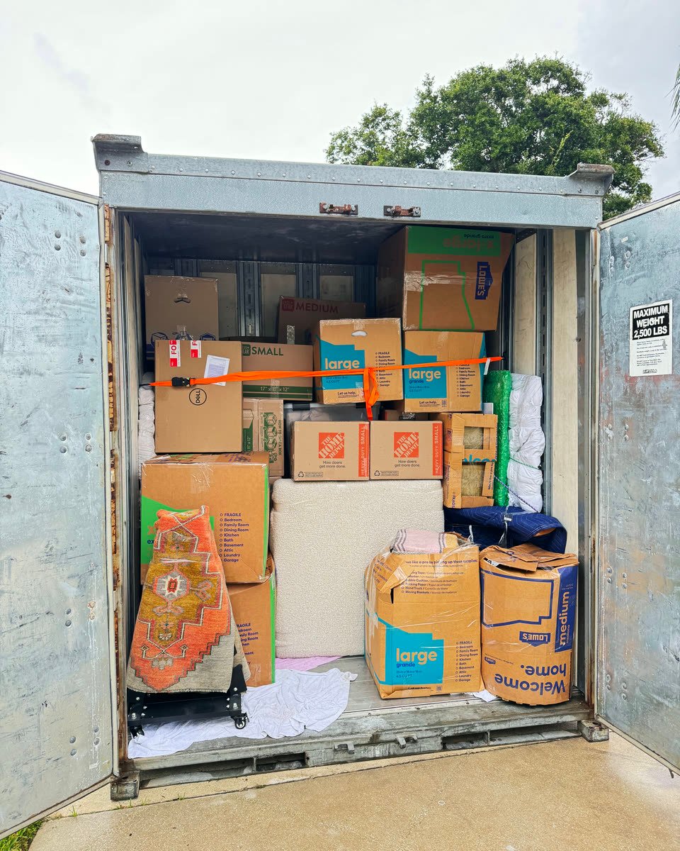 Moving container loaded tier by tier and strapped by our crew